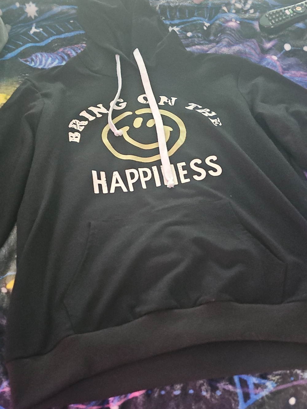 Women's Black 'Bringing On The Happiness' Graphic Hoodie